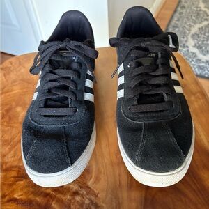 Adidas Women’s Skateboarding Suede Skate Shoe Black with White Stripes 10.5